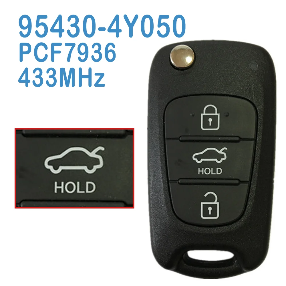 

2 Pcs/lot 95430-4Y050 Auto Smart Remote 433MHz PCF7936 Chip 2+1 Buttons Replace Flip Car Key For KIA Rio