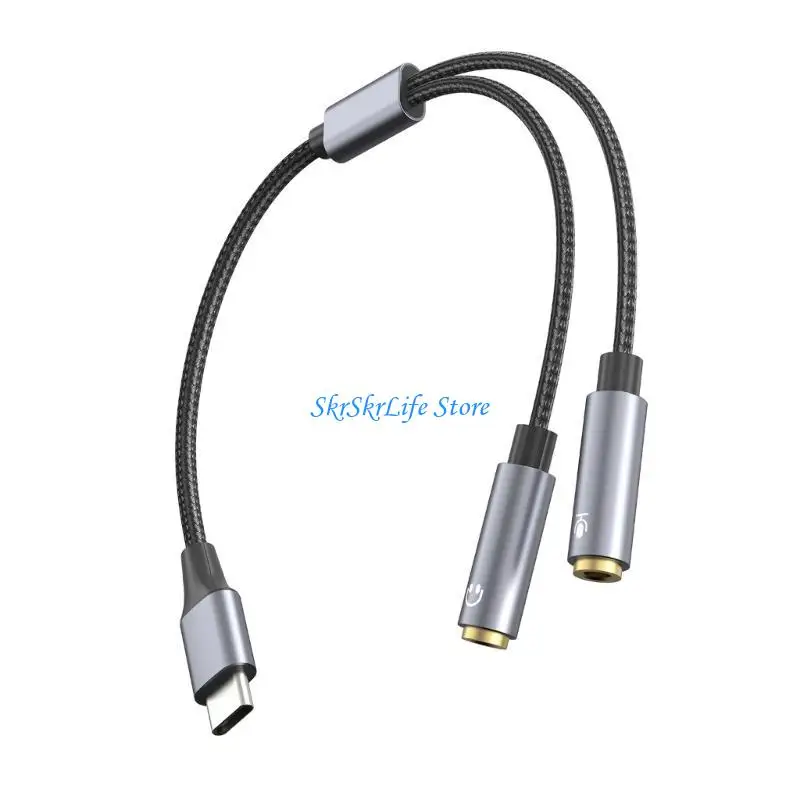 

E65E Headsets Mic Splitter Headsets Splitter Cable Microphones Stereo Earphones Port Cable Expand Capabilities