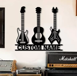 1pc hot sale guitar Customized Name Tin Wall Signs Metal Wall Plaque For Kids Room Living Room Home Decor