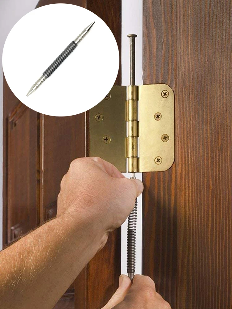 Spring Tool Hammerless Nail Set Center Pin Punch Spring Loaded Marking Metal Woodwork Drill Bit Door Pin Removal Tool
