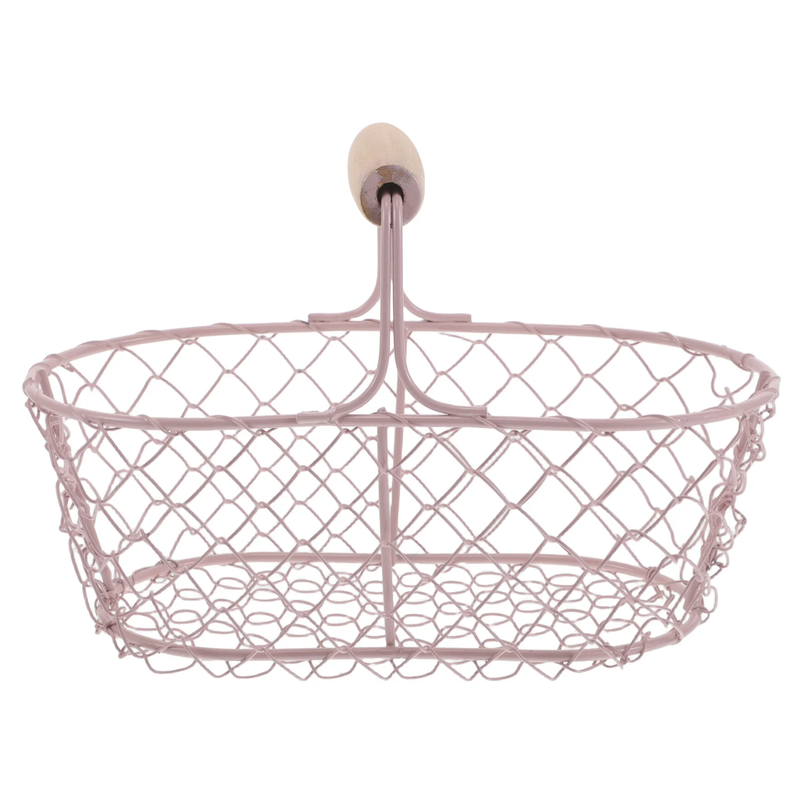 

Egg Basket With Handle Farmhouse Metal Wire Kitchen Organizer For Fresh Eggs Vegetables Fruits Storage Pink