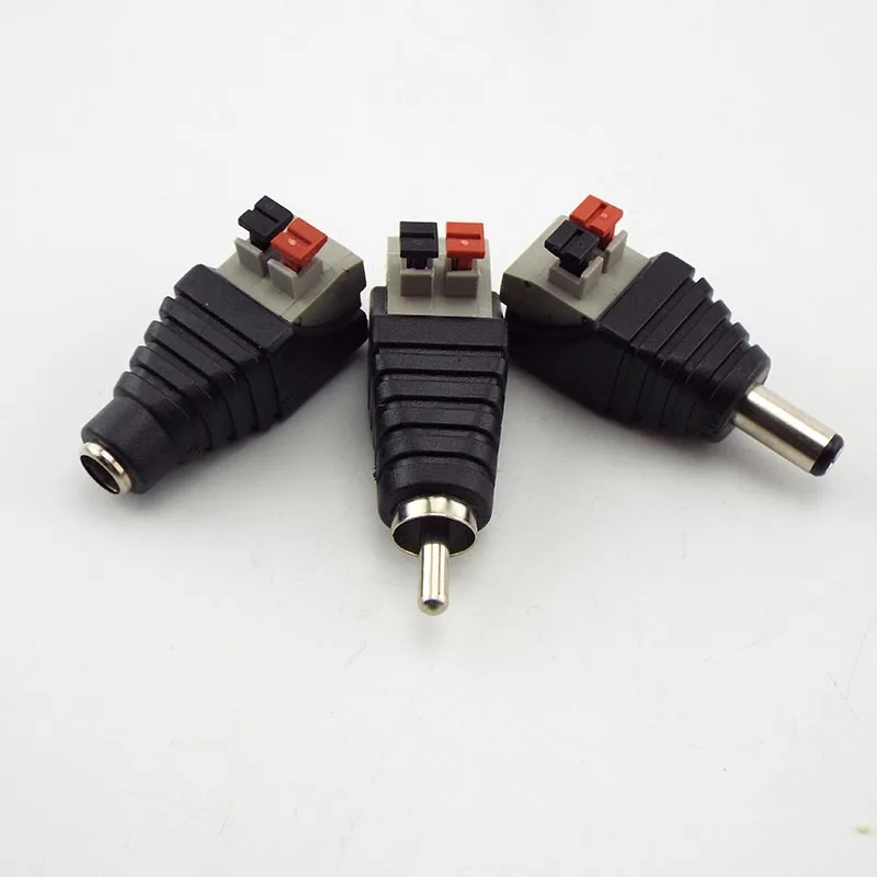 DC Male Female Professional Jack Press Plug RCA Connector Cable Plug Adapter For Speaker CCTV Audio LED Light