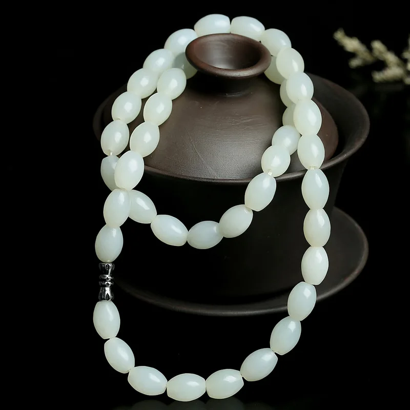 Bead NecklaceHetian as Right as Rain Bracelet Jade Jewelry Send Certificate