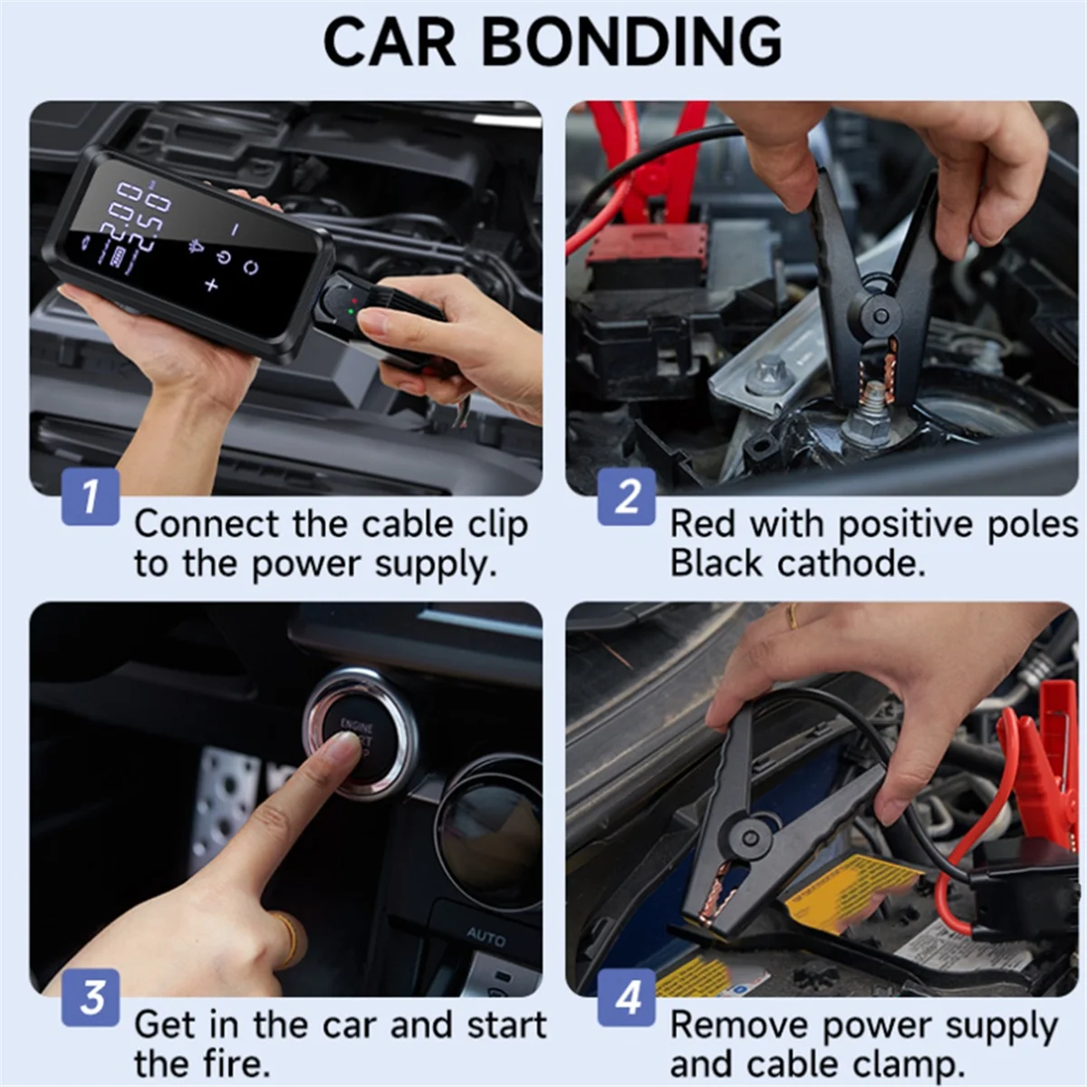 A002 Dual Screen Car Emergency Power Inflatable Pump Multifunctional Portable Lighter 8000mAh