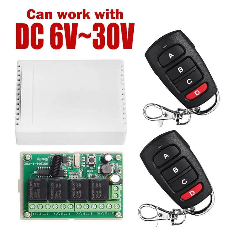 ABKQ-5X DC12V 24V 4CH Remote Control Switch 433M Receiving Control Four-Way Relay Module