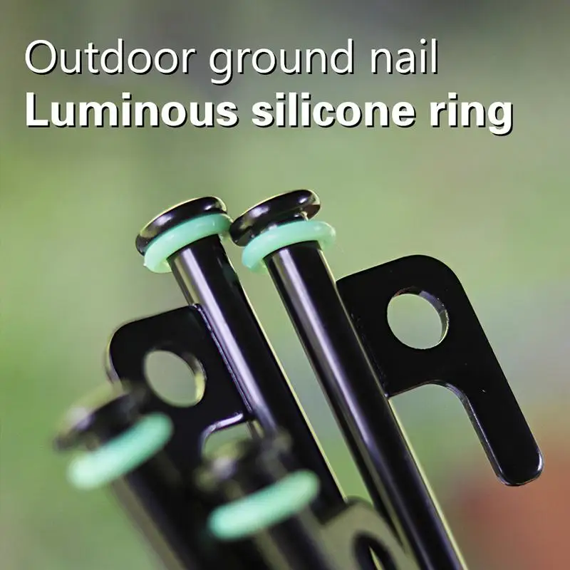 100pcs Outdoor Ground Nail Luminous Ring Silicone Rubber O-ring Warning Ring For Camping Hiking Tent Nail Accessories