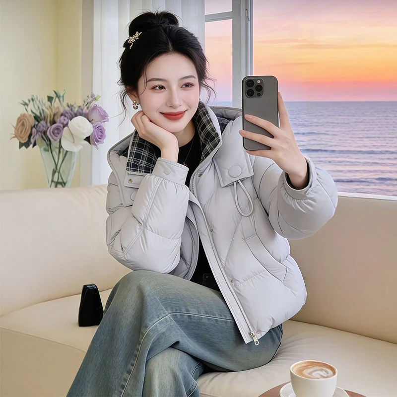 

Women's Thiened Fce Lined down Cotton Jaet Winter Warm Coat Korean Sle Long Sve Zipper Closure Color