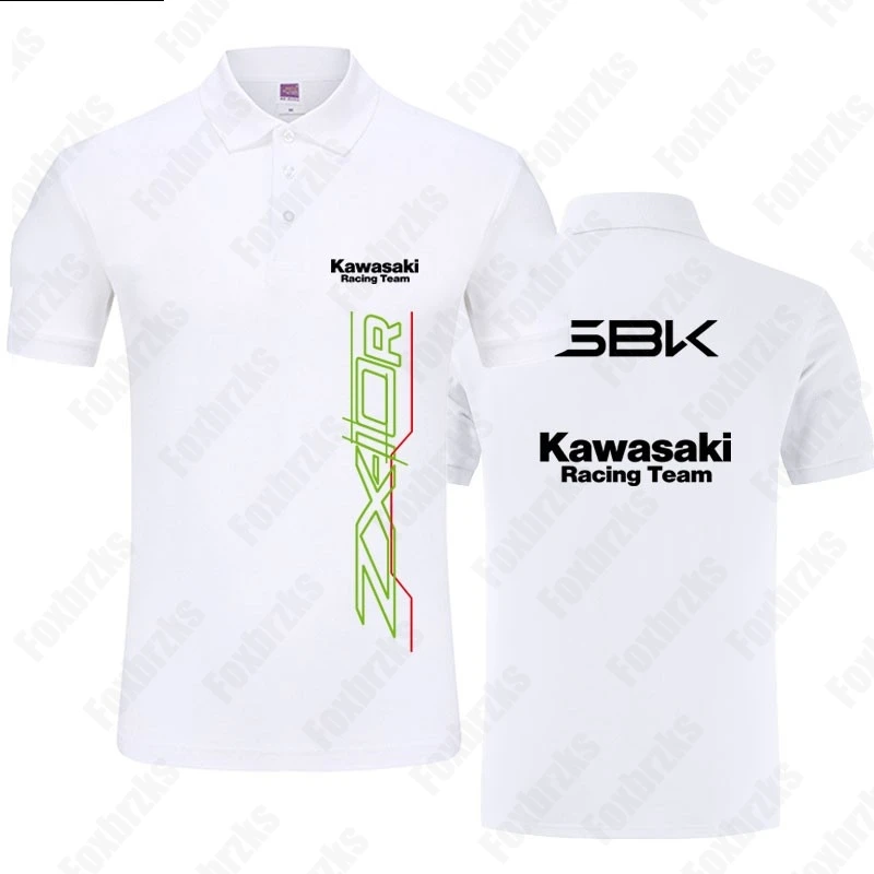 

New Summer Japan Kawasaki Men Printed Short Sleeve Polo Shirt Motorcycle Racing Suit KID/Adult Quick-Drying Gym Training Top