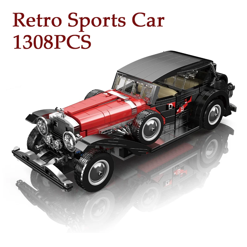 1308 pçs retro esportes carro blocos de construção modelo brinquedos pequenas partículas tijolos do veículo do vintage ornamentos criativos para presentes do feriado