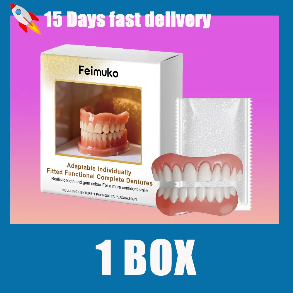 

New Denture Silicone Kit - Soft Kit Teeth Upper And Lower Set - Silicone Liners Soft Denture Kit - Easy Use