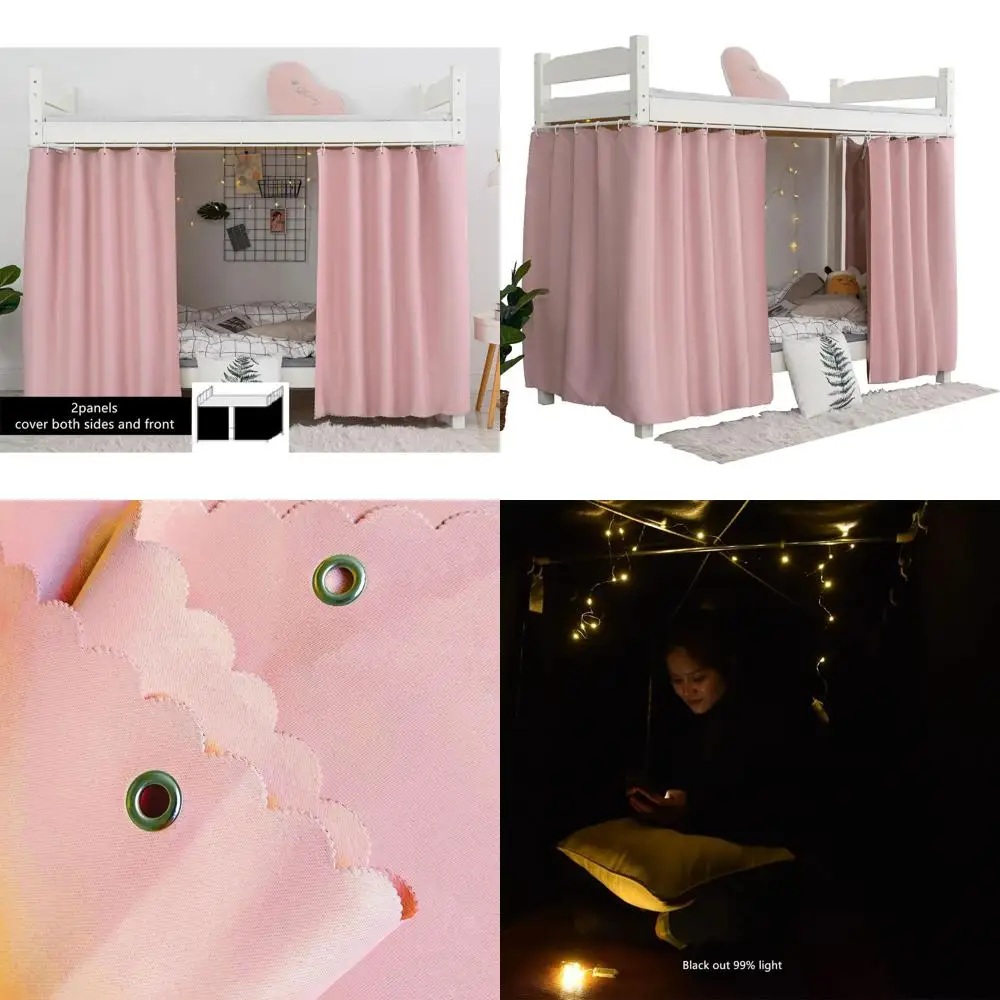 

Шторы-балдахины для двухъярусных кроватей, затемняющие, с защитой от посторонних глаз, 2 панели, розовые