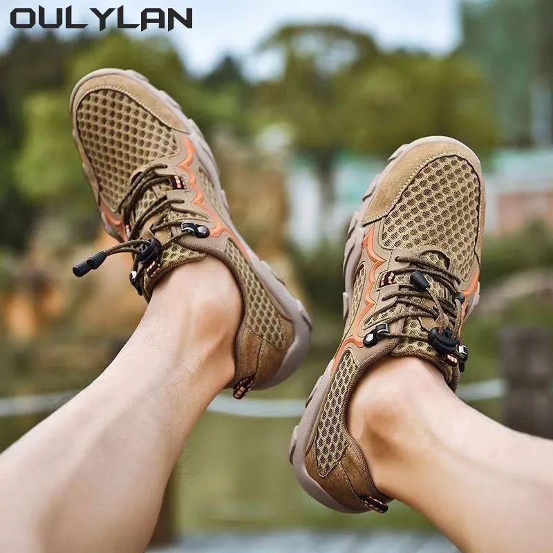 Oulylan Summer Breathable Men Hiking ShoesMesh Outdoor Men Sneakers Climbing Shoes Men Sport Shoes Quick-dry Water Shoes