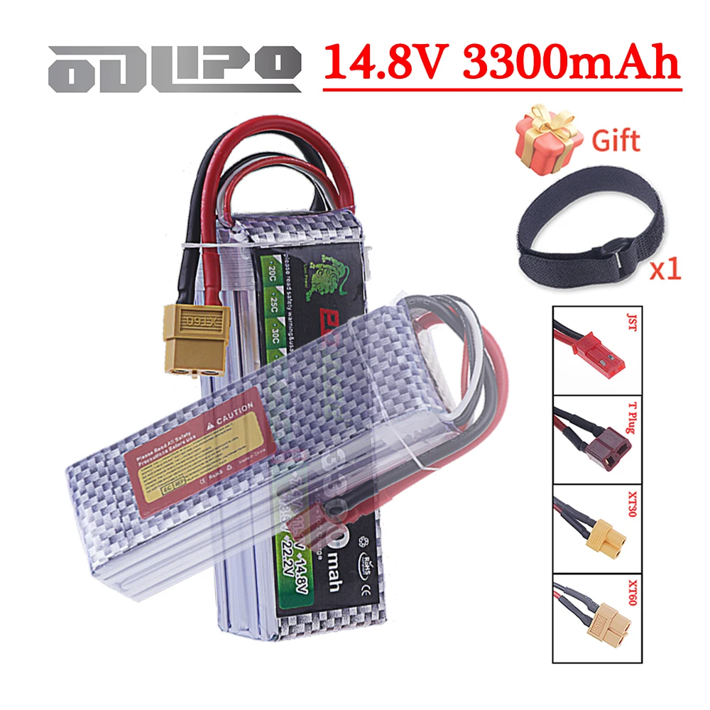 Upgrade 40C 14.8V 3300mAh Lipo Battery with XT60 T Connector for RC Car Crawler Truck Airplane FPV UAV Drone 4S 14.8V Battery