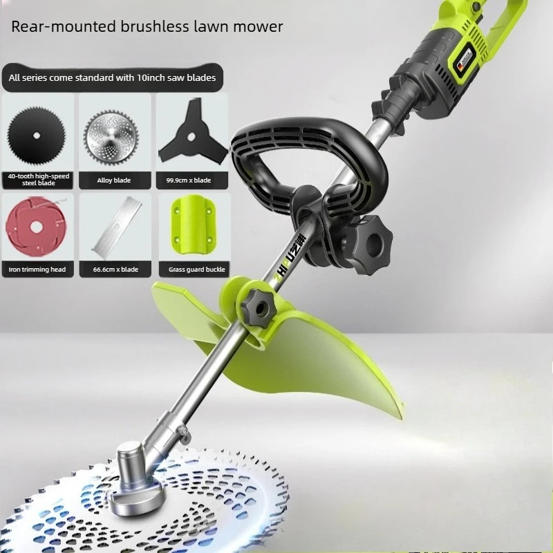 New Electric Lawn Mower High Power Rear Weeder Handheld Agricultural Land Clearing Brush Cutter 10 Inch Grass Trimmer Machine