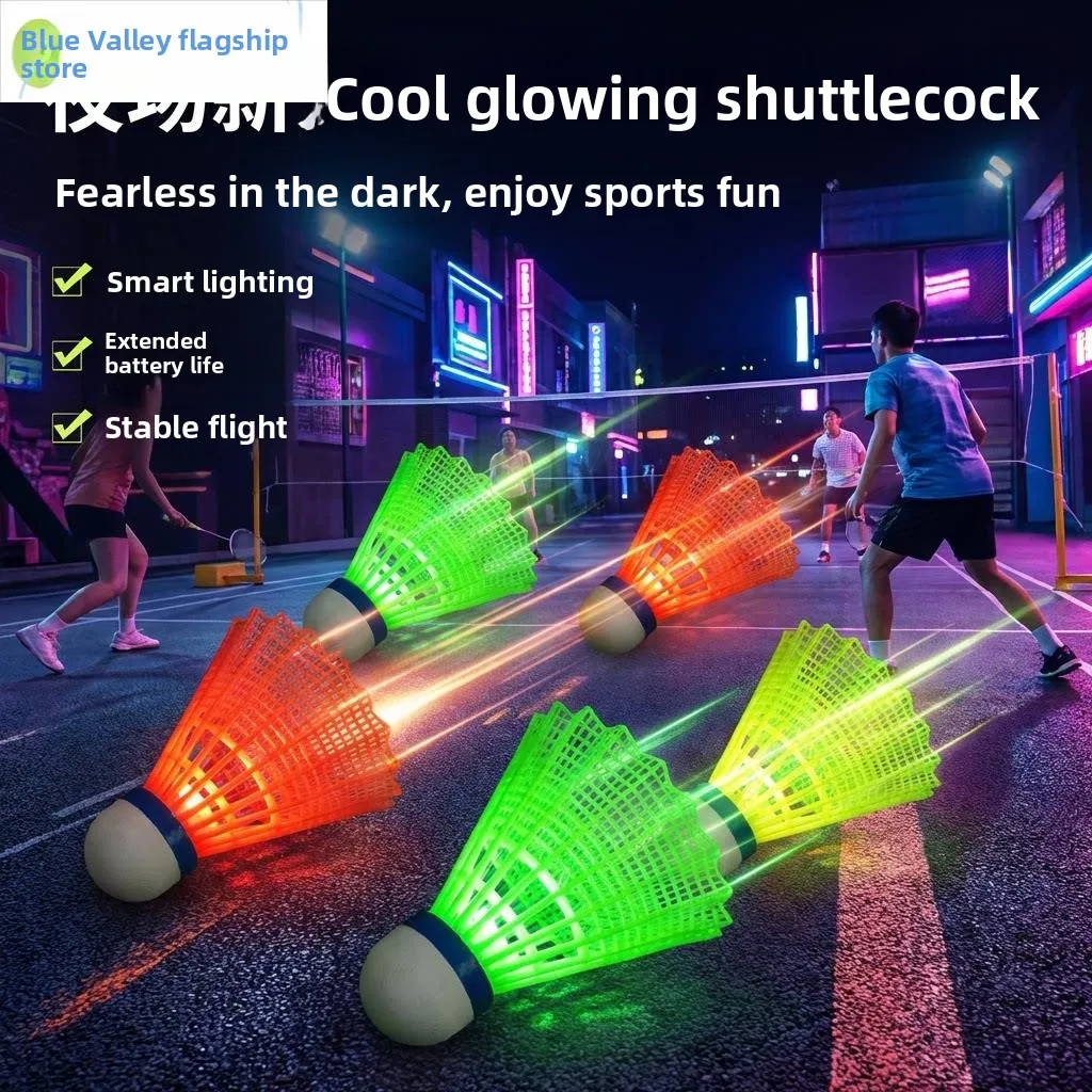 

Glowing LED Badminton Racket with Light Plastic Nylon Outdoor Training Windproof Fluorescent Lamp Band Professional Grade