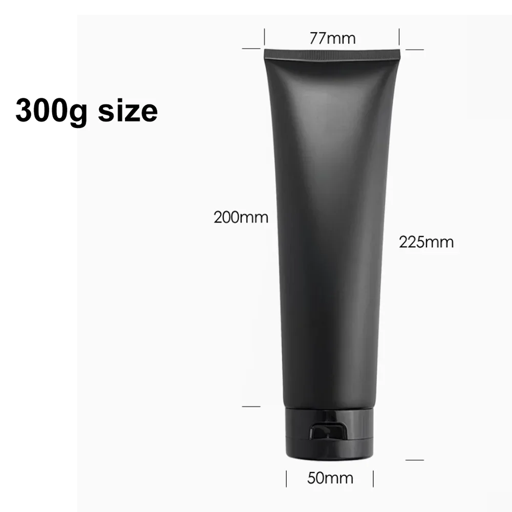 250ml 300ml Matowa czarna miękka butelka 250g 300g Pusty pojemnik wielokrotnego napełniania Odżywka kosmetyczna Kremowy balsam Wyciskana tubka