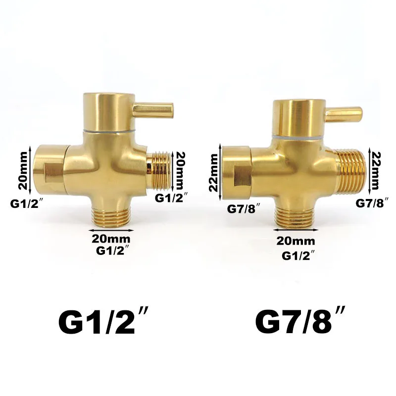 

3-ходовой позолоченный переходник из нержавеющей стали G7/8 "G1/2" T, водопроводный кран, переключатель клапана, латунный сепаратор для унитаза, насадка для душа, тройник c1