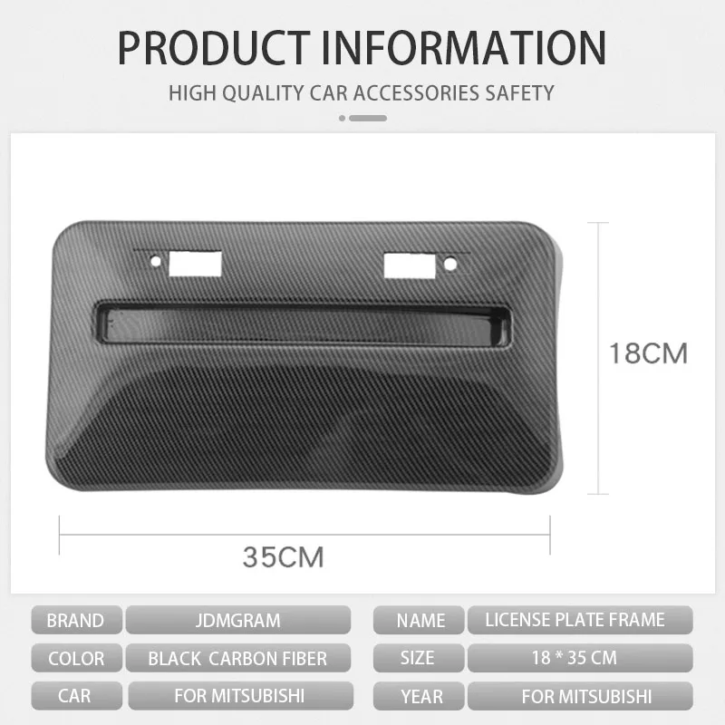 Carbon Fiber Car License Plate Frame For Mitsubishi ABS Number Holder Adjustable Side Hanging Bracket Auto Exterior Accessories