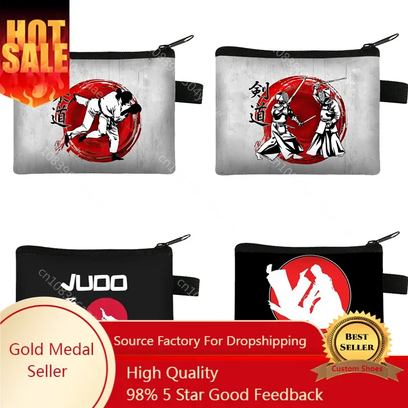 

Judo / Taekwondo / Karate / Aikido Cartoon Short Wallet Women Cool Card Holder Zipper Clutch Coin Purse