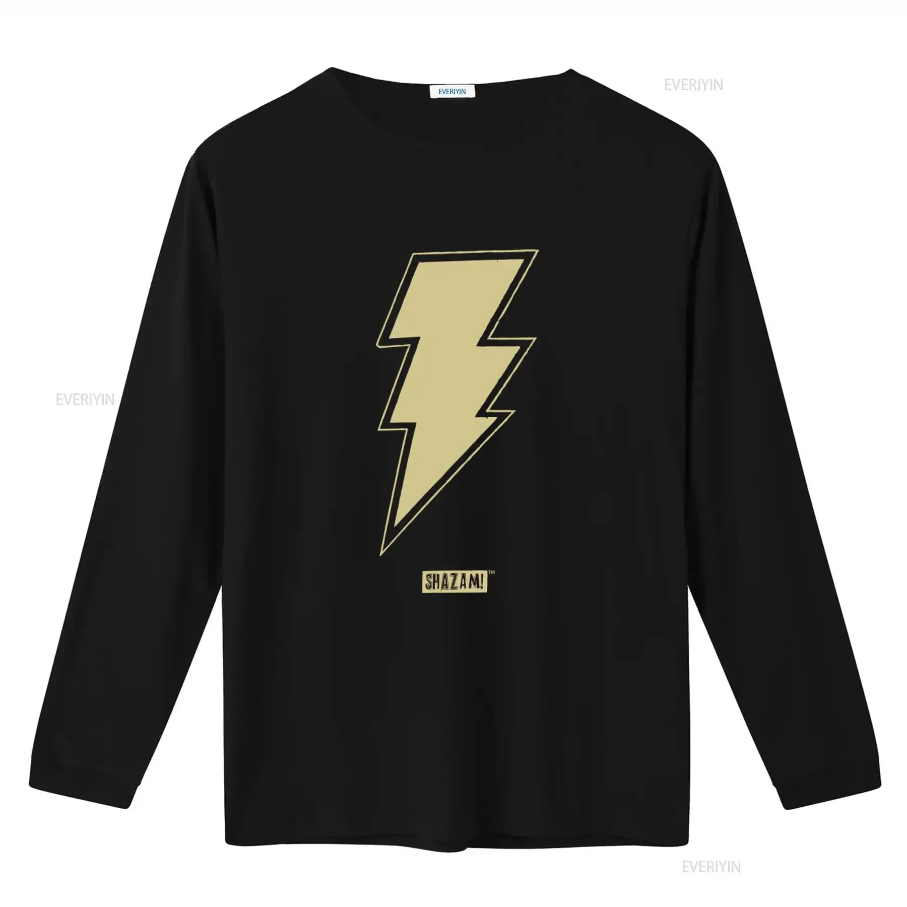 Shazam Mens' Living Lightning Gold Foil Bold Design Print T Shirt vintage Washed fashion Stretched Versatile Breathable