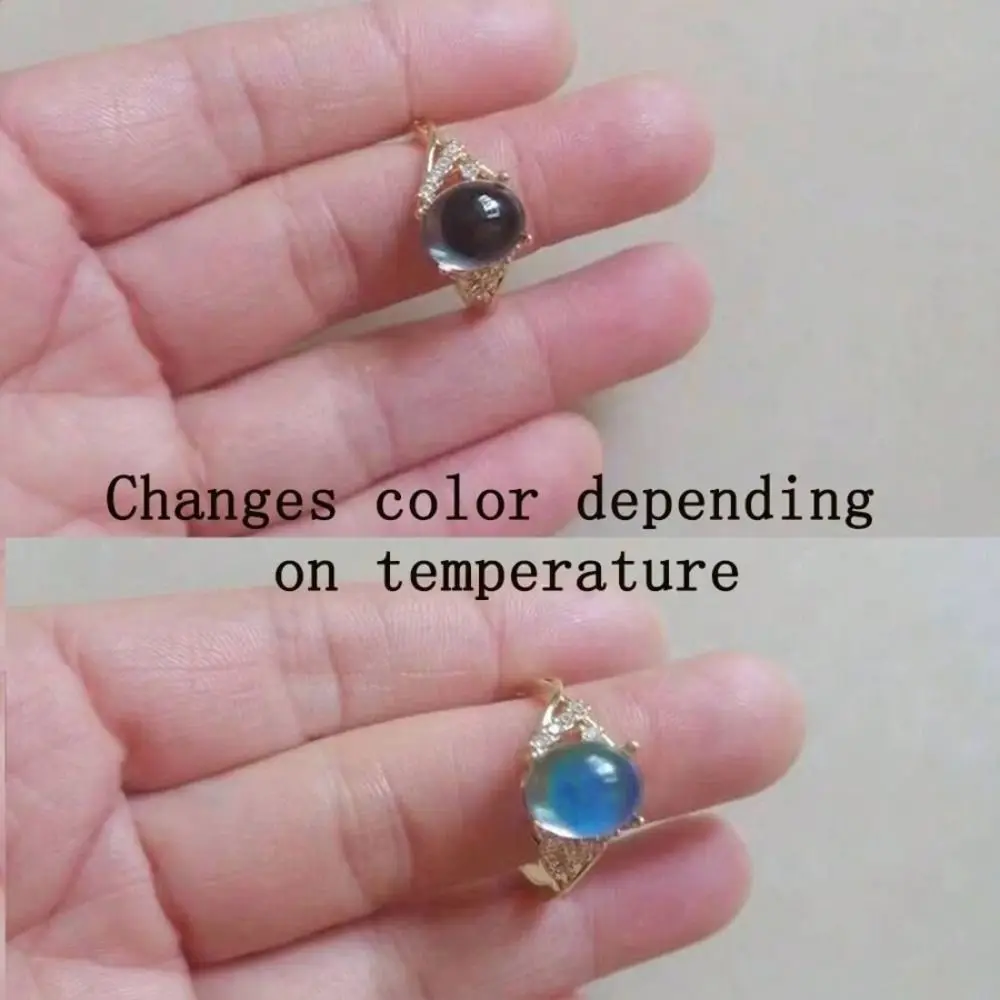 Temperature Control Color Retro Adjustable Mood Rings Moon Stone Fashion Changing Color Ring Oval Jewelry