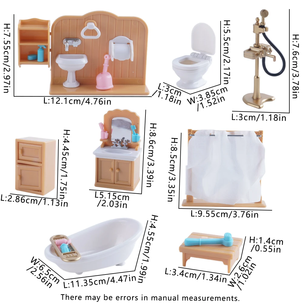 SENGTONGLE-T03 ensemble de salle de bain maison de poupée meubles miniatures baignoire semblant jouer maison de poupée accessoires pour garçon fille cadeaux
