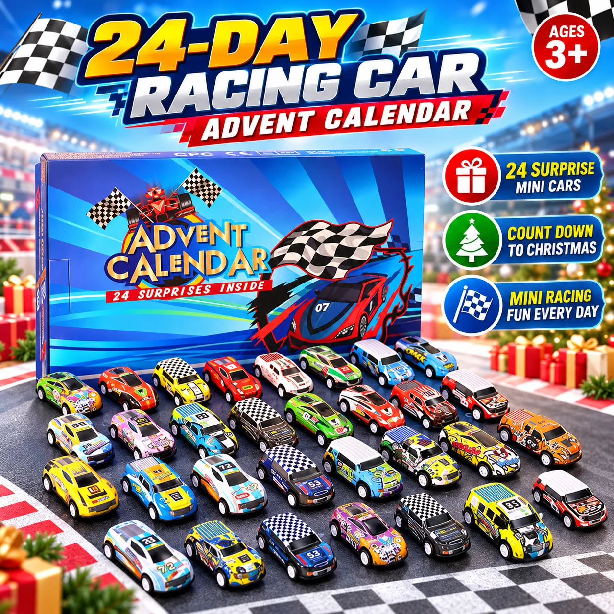 Christmas Advent Calendar 24 Day Countdown 24 Grid Punch Box Mystery Surprise Toys Blind Box Holiday Gift Set Party Decor