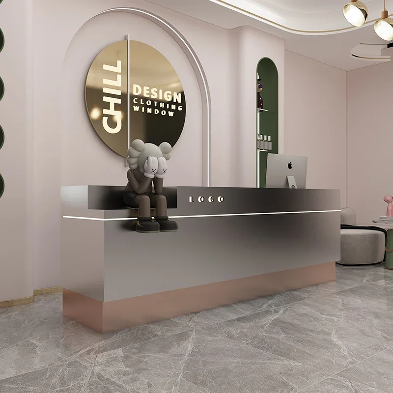 

Customizable Luxury Front Desk Office Advisory Lighting Marble Cabinet Reception Desk Console Mostrador Recepcion Bar Furniture