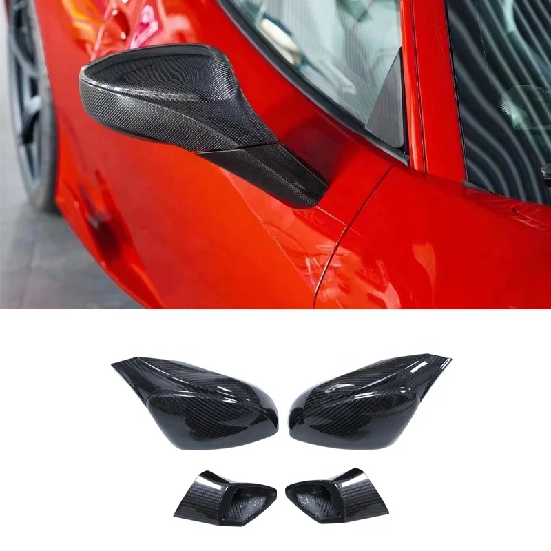 For Ferrari 458 2011-2016 Real Carbon Fiber Side Mirror Cover Replacement for 2011-2019 Ferari 488 Car Side