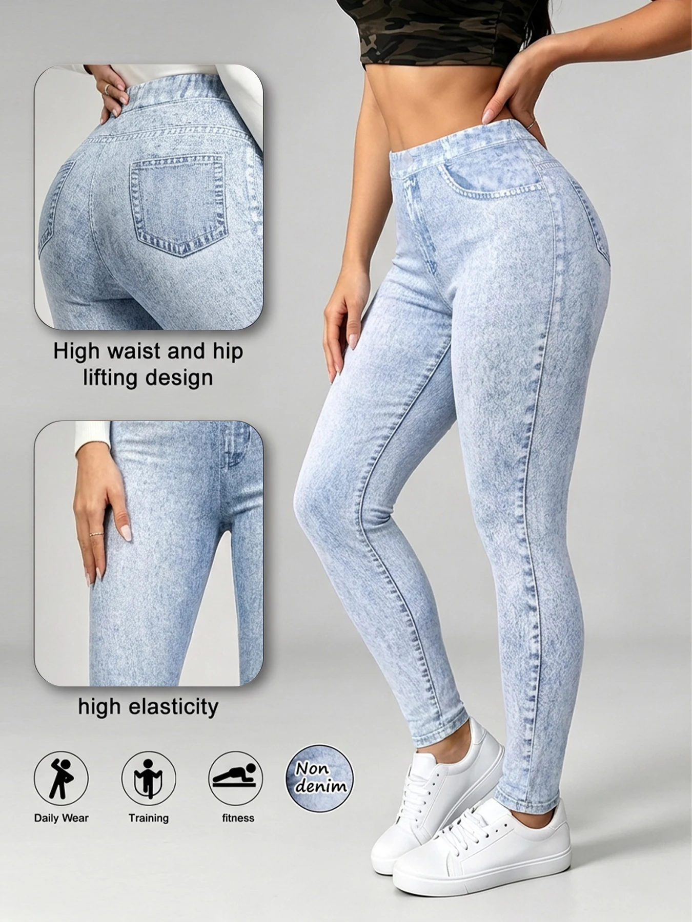 Women's Yoga Legging, Non-Denim Print High Waist Hip Lifting Slim Fit Pants Fitness Sport Elastic Pants Running Training Tights