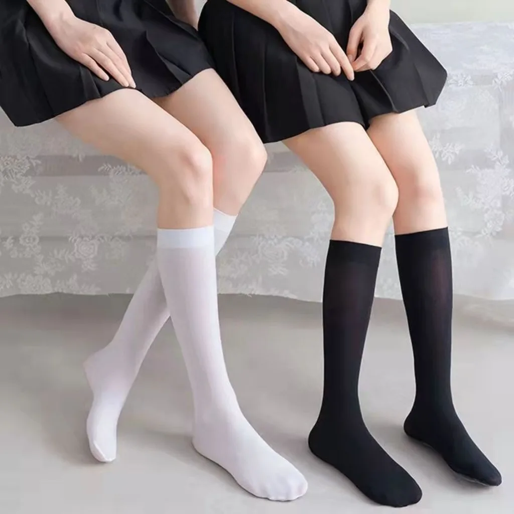 ZXYOUPING 3pairs Sexy Lolita Socks JK Women Girls Socks Uniform See Through Summer Thin Long Socks Lolita Nylon Knee Lolita Stoc