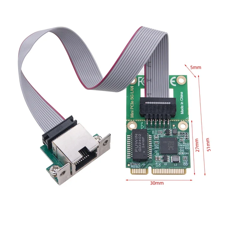 การ์ดเครือข่าย 5Gb Mini PCI Express ถึง RJ45 Com พอร์ต 100Mbps/1G/2.5G/5G Gigabit Ethernet Adapter RTL8126 ชิป Lan การ์ด NIC สําหรับ PC