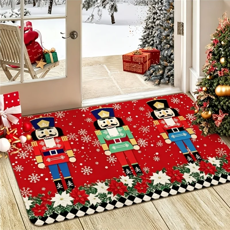 Nutcracker Christmas Tree Print Door Mat home decor villa front entry patio cabin backyard seasonal floor rug gift  welcome mat