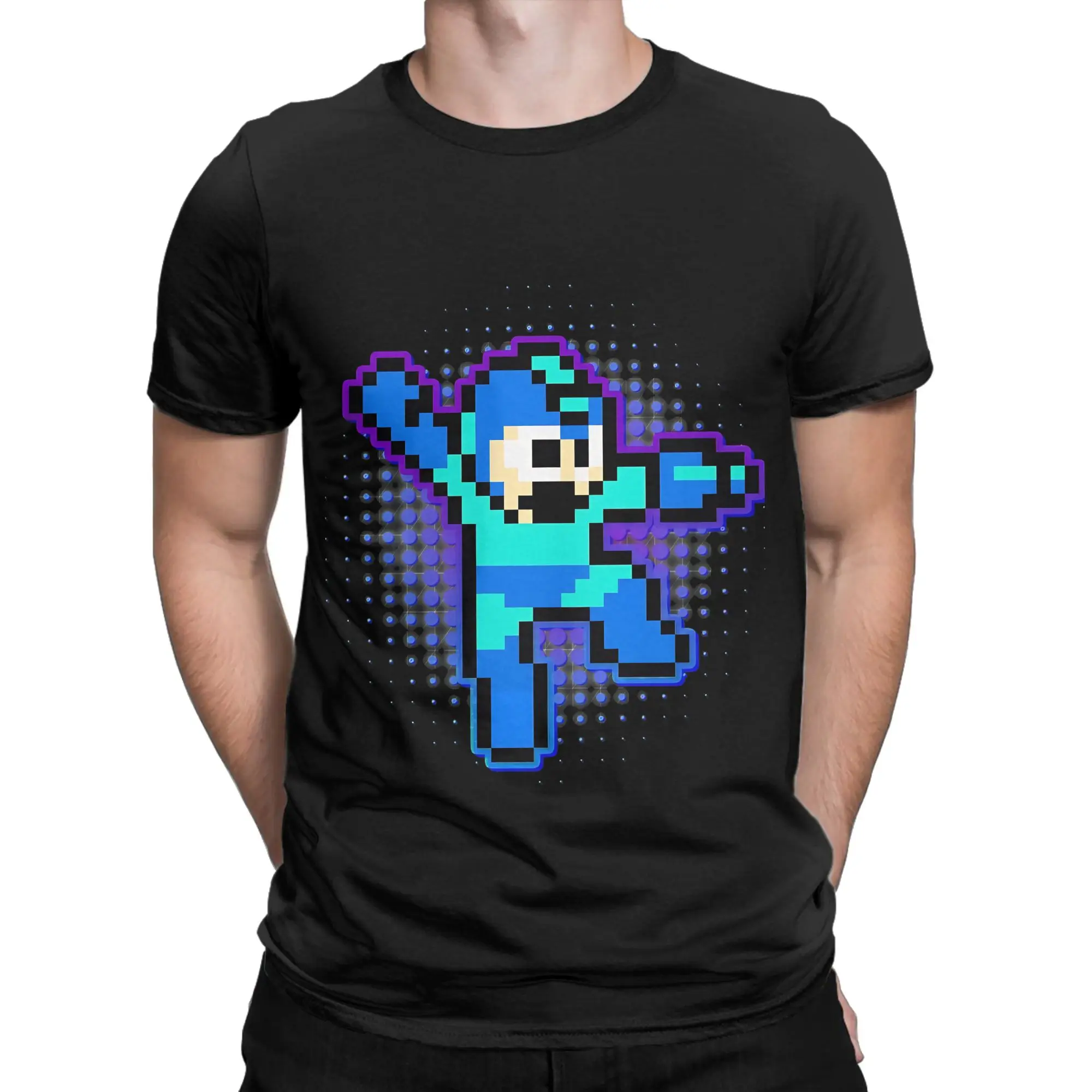 Megaman Shooting flavour Essential  Novelty 100% Cotton T-Shirt megaman Tops Tees For Men