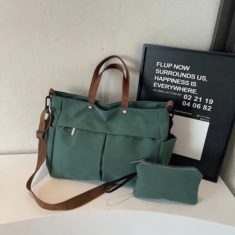 

Stylish Nylon Women Tote Bag Shoulder Bags Featuring Two Pockets Large Capacity Commuting Handbags Дорожные Женская сумка bolsas