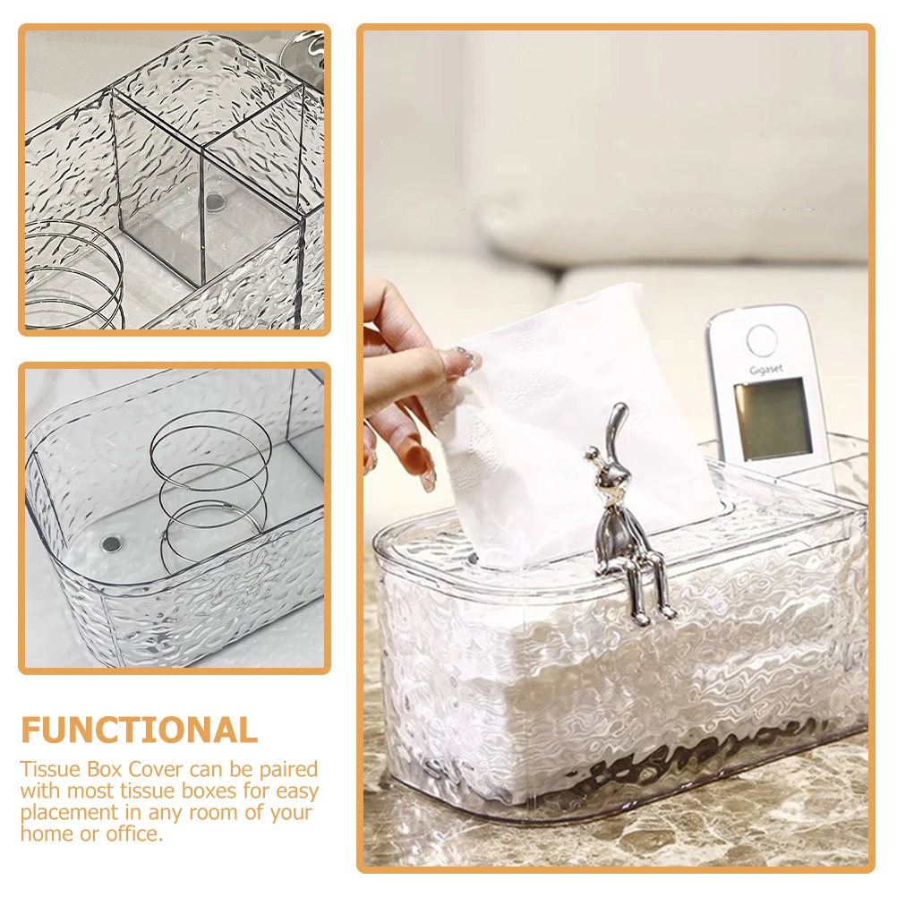 

Creative Clear Tissue Box Holder Multi function Napkin Container Large Capacity Transparent Storage Case For Home Office