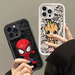 Soft Cover Cartoon Marvel Groot Spiderman Case for Apple iPhone 11 Pro 8 7 12 Pro 14 16 Plus XR XS Max 13 Mini SE 15 16 Pro Max