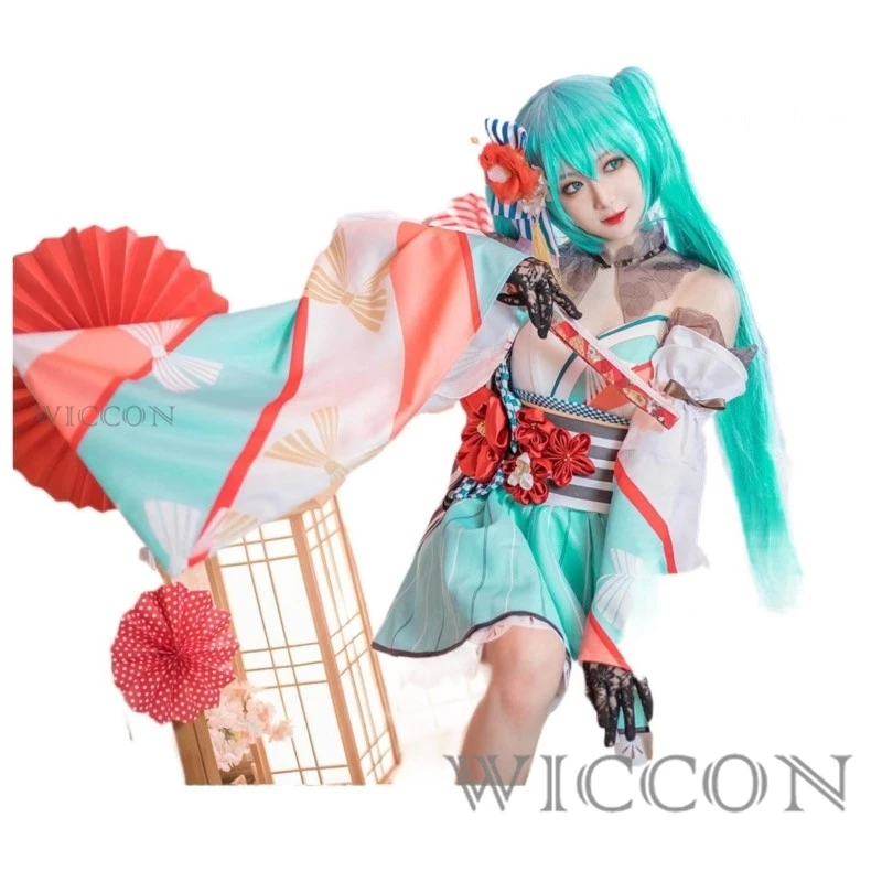 39 Culture World Cosplay Miiku vestido tipo kimono mujer chica uniforme traje Anime fiesta de Halloween Cosplay disfraz peluca