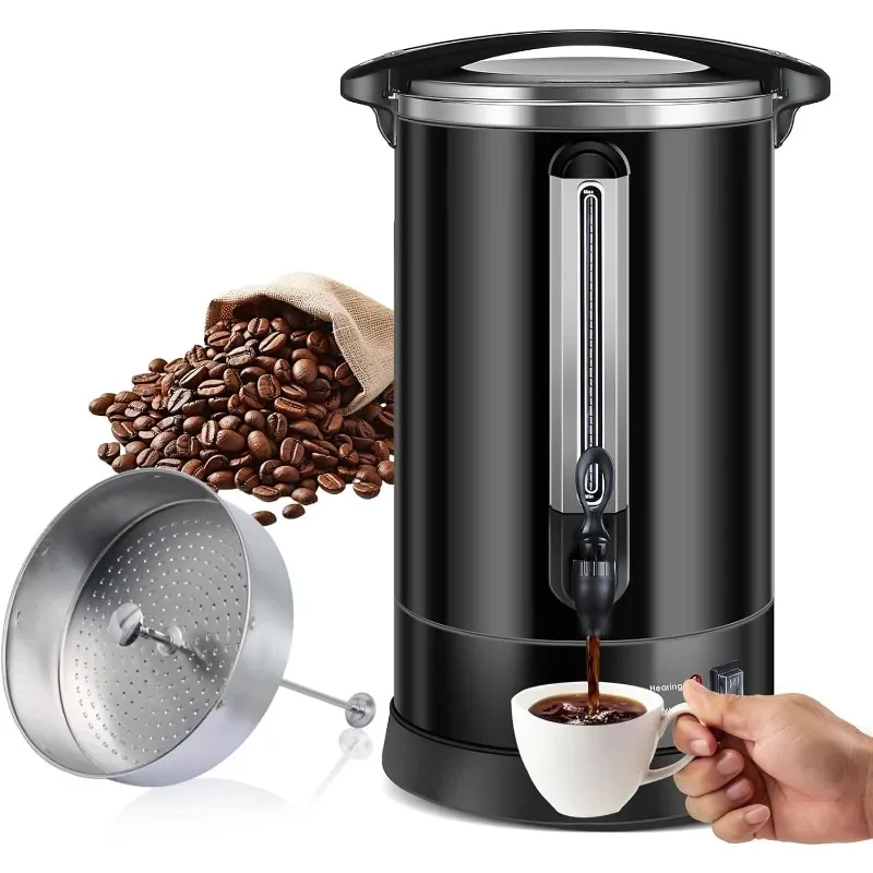 Coffee Urn 100 Cups Large Coffee Dispenser 14.2L Full Stainless Steel Commercial Coffee Maker Double Wall