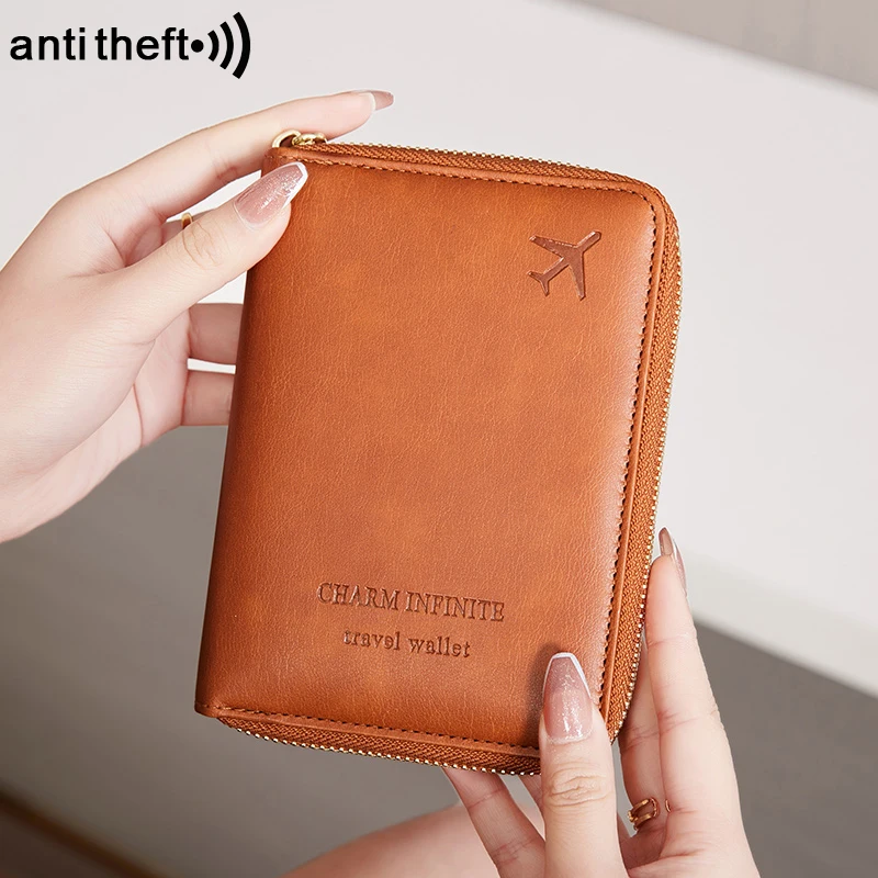 RFID Blocking Passport Holder, Short Document Bag, Multifunctional, Creative, Aircraft, Travel Wallet, Fashion Zipper Wallet