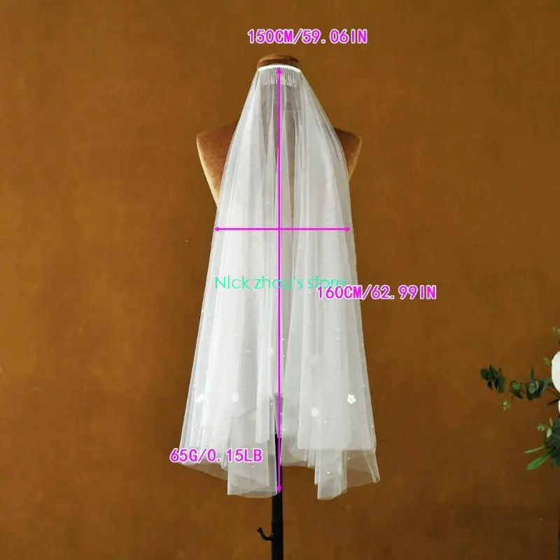 E15E إكسسوارات حجاب الزفاف الجذابة، غطاء رأس شبكي ناعم مع تفاصيل لؤلؤية لطيفة