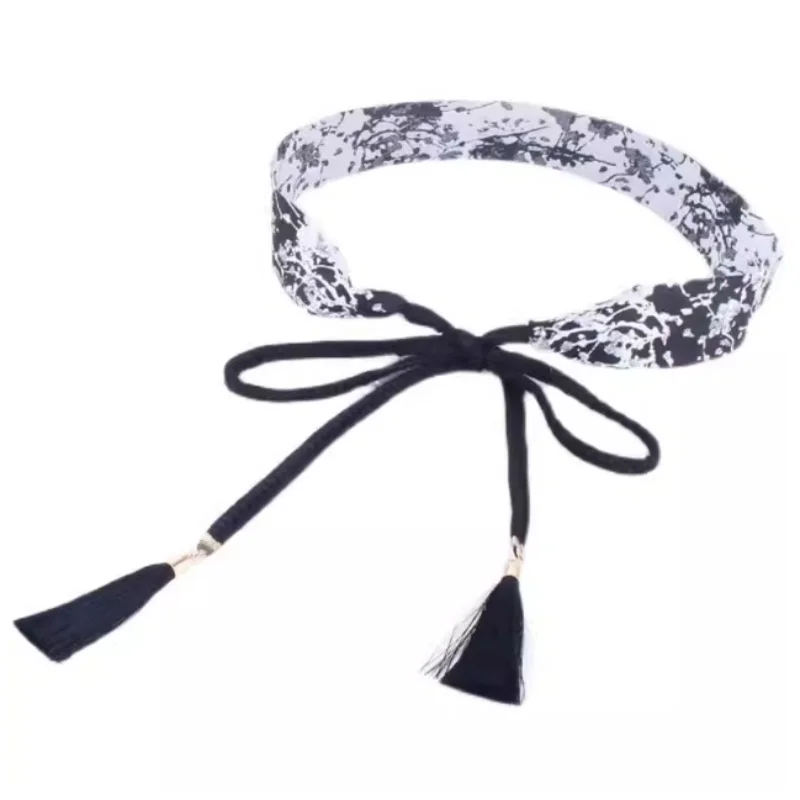 

Chinese-style Retro Hanfu Japanese Kimono Ribbon Belt Women's Decorative Dress with Waist Wrapped Fabric Weaving Rope Tassel