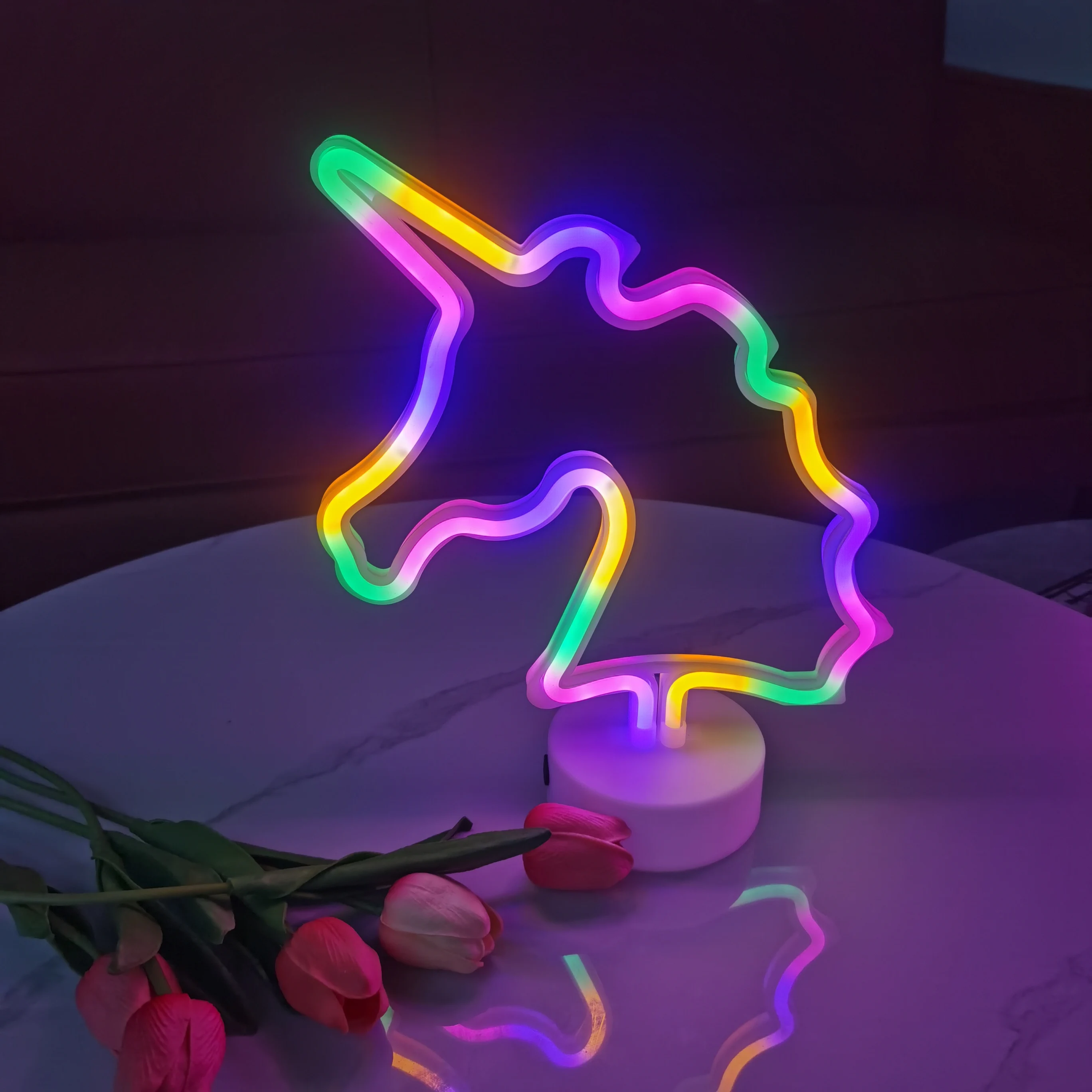 Unicorn LED neon light logo, USB/battery powered, wedding, birthday, party, holiday, comfortable decoration and gifts