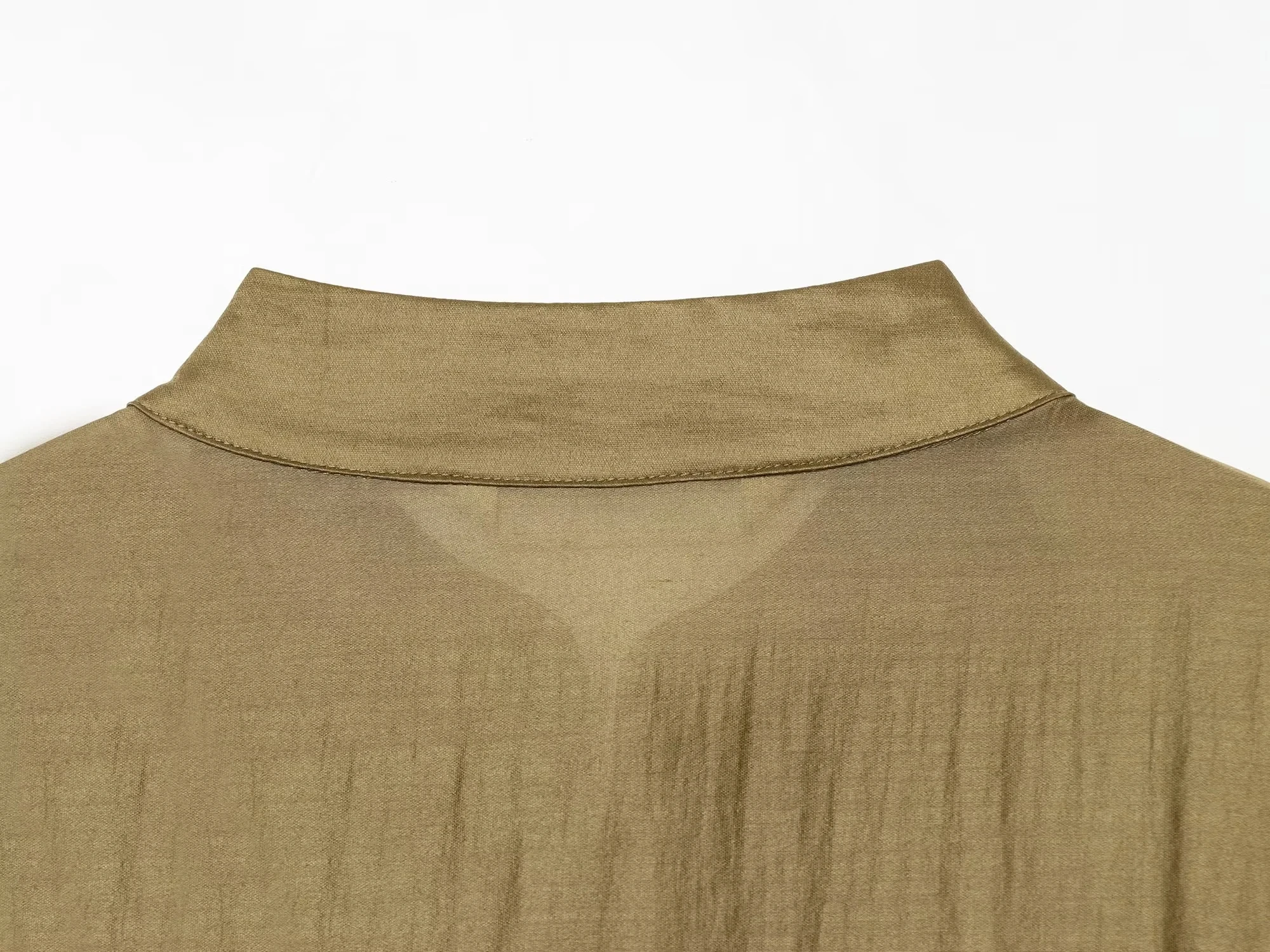 KONDALA Lässige Chic Damenbluse, einfarbig, O-Ausschnitt, einreihig, Langarm, mit Taschen, lockeres Hemd, Mode 2026 Sommerurlaub Bluse – Detail 16