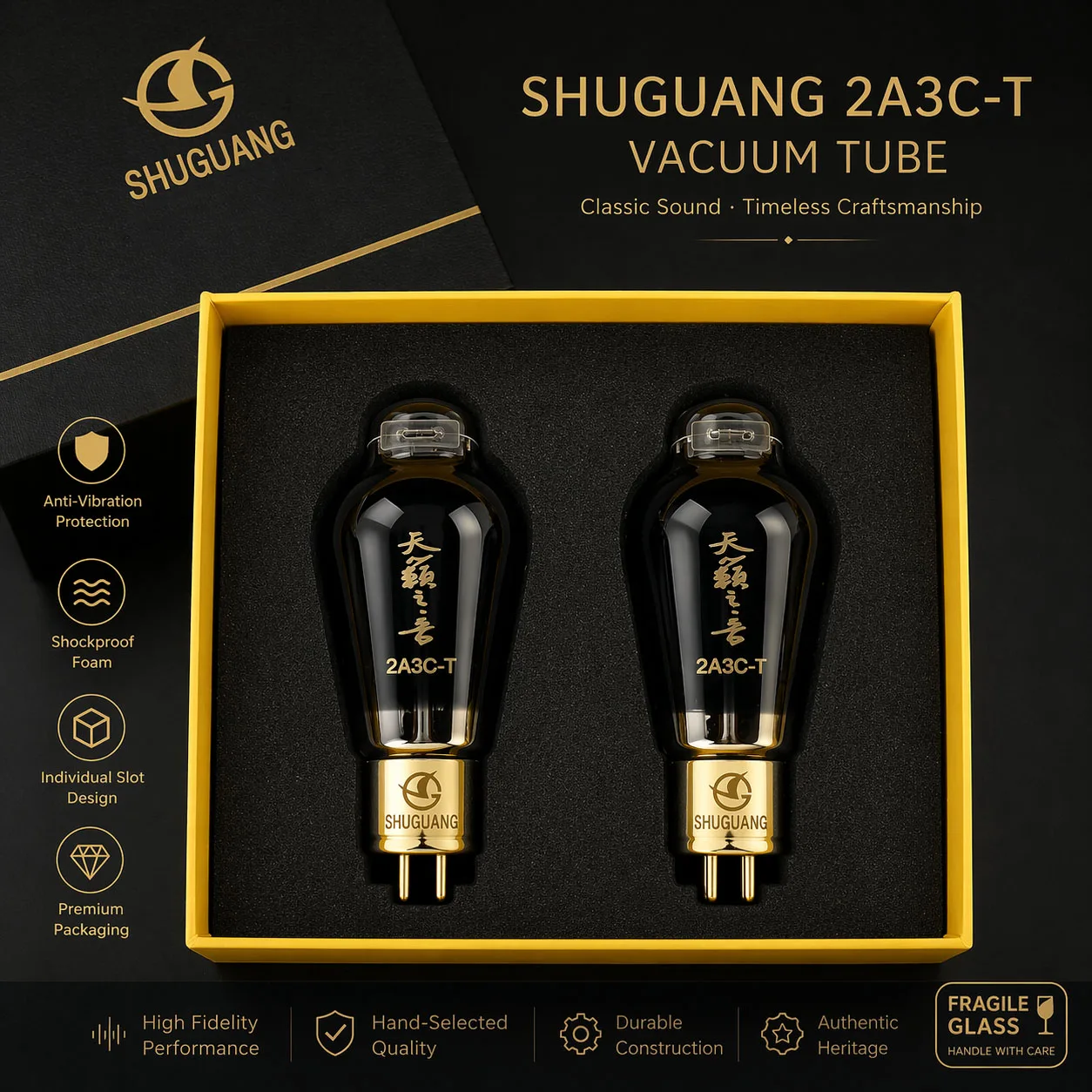 ShuGuang 2A3-T Vacuum Tube Upgrade 2A3 Series Electronic Tube Precision Matched Valve HIFI Audio Triode