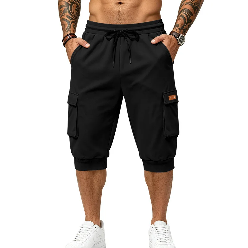 Mens 3/4 Cargo Pants Summer Hiking Heavyweight Breathable Multi-Pockets Casual Athletic Workout Versatile Daily Trousers for Men