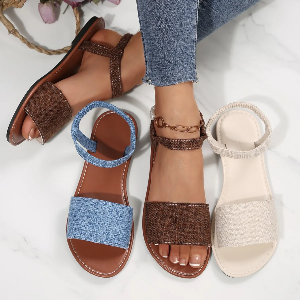 

Летняя женская обувь 2024, босоножки на каблуке, женские сандалии с открытым носком, летние сандалии на танкетке, Sandalias De Mujer