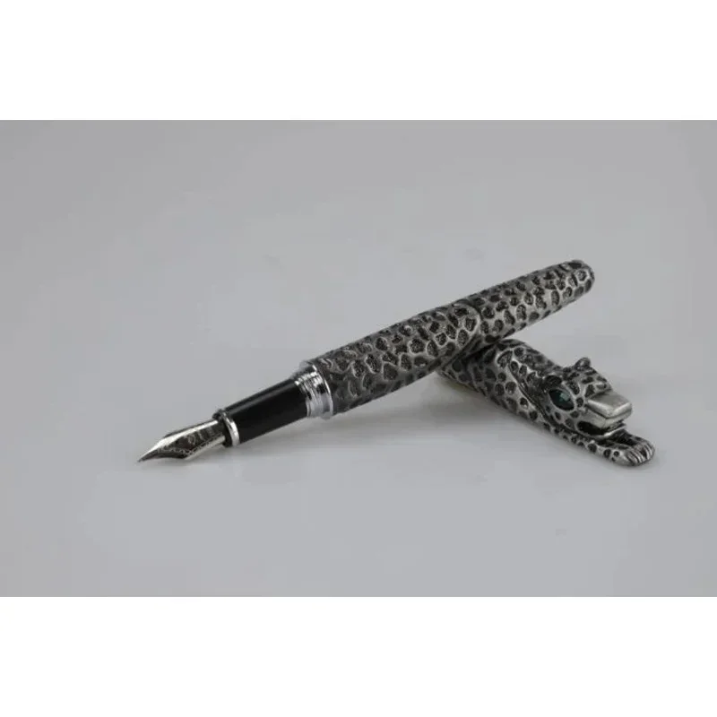 Jinhao الذهبي الفهد ليوبارد نحت النقش المعادن 0.7 مللي متر بنك الاستثمار القومي قلم حبر المهنية مكتب القرطاسية