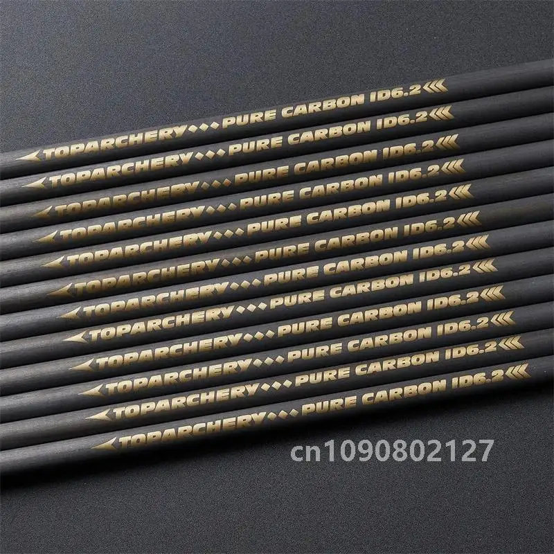 Archery Pure Carbon Arrow Shaft Spine 300 350 400 500 600 ID 6.2 mm Recurve Bow and Arrows Hunting Shooting 6PCS/12PCS