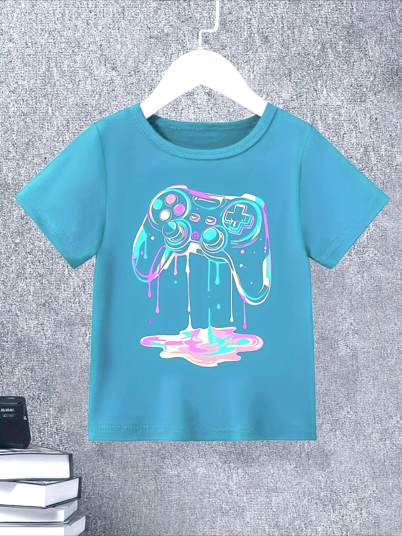 2025 Boys' Gaming Controller Graphic T-Shirt Vibrant Short Sleeve Tee Colorful Gamepad Design Summer Boys Kids Funny Clothes